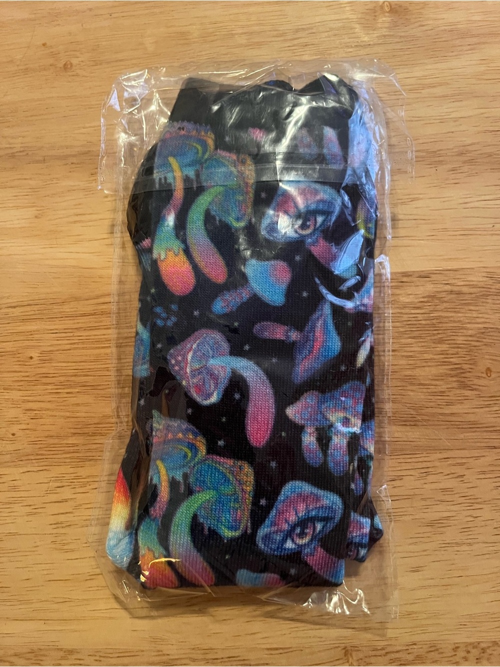 Black Rainbow Trippy Mushroom Crew Socks